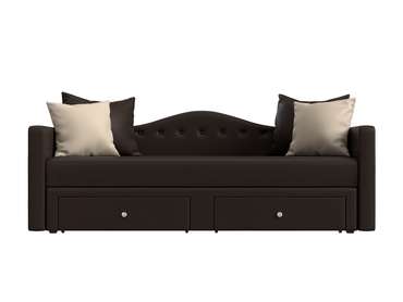 Прямой диван-кровать Дориан коричневого цвета (экокожа)
