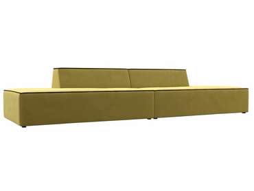 Прямой модульный диван Монс Лофт желтого цвета с коричневым кантом