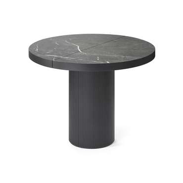 Обеденный стол раздвижной Бунда с черной столешницей с рисунком под мрамор