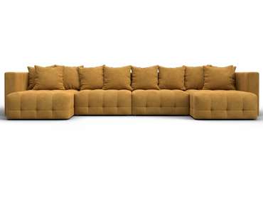 Угловой диван-кровать Лига-052 Лонг желтого цвета