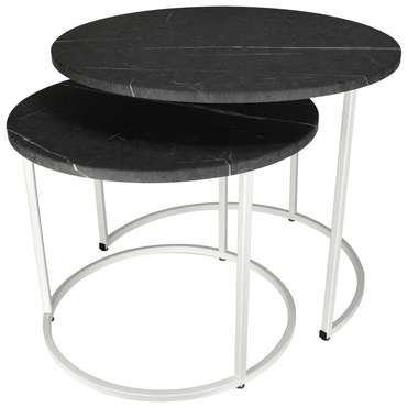 Набор из двух журнальных столиков МеталлАрт М001 черно-белого цвета