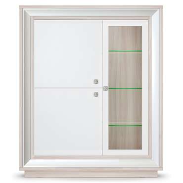 Шкаф-витрина Прато бело-бежевого цвета с тремя дверцами