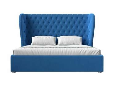 Кровать Далия 200х200 с подъемным механизмом сине-голубого цвета