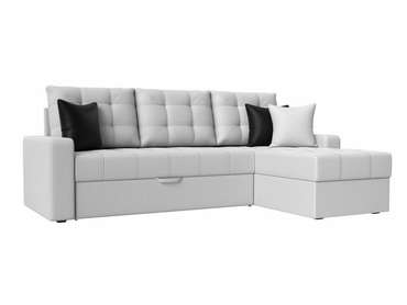 Угловой диван-кровать Ливерпуль белого цвета (экокожа) правый угол