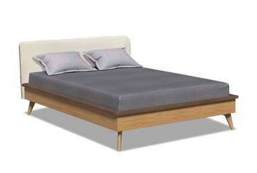 Кровать Elva 160x200 бежевого цвета с графитовой окантовкой
