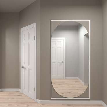 Дизайнерское настенное большое зеркало Kvaden XL в полный рост в металлической раме белого цвета   