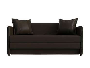 Диван-кровать Лига 011 темно-коричневого цвета (экокожа)