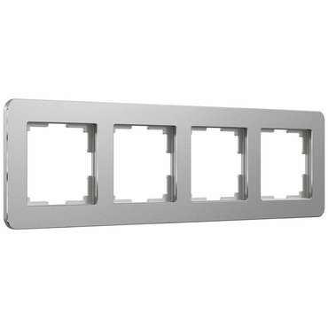 Рамка из металла на 4 поста Platinum алюминий W0042606 Platinum  алюминий