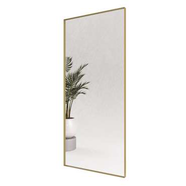Дизайнерское настенное зеркало Halfeo Slim XL в тонкой раме золотого цвета