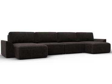 Угловой диван-кровать Лига-048 лонг темно-коричневого цвета