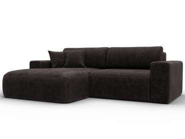 Угловой диван-кровать Лига-036 Классик темно-коричневого цвета левый