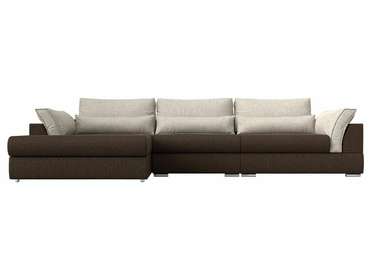 Угловой диван-кровать Пекин Long коричнево-бежевого цвета угол левый