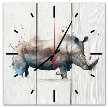 Настенные часы Носорог 30х30 серого цвета