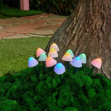 Светильник на солнечных батареях USL-S-830/PM020 MULTICOLOR MUSHROOMS SET12 (силикон, цвет белый)