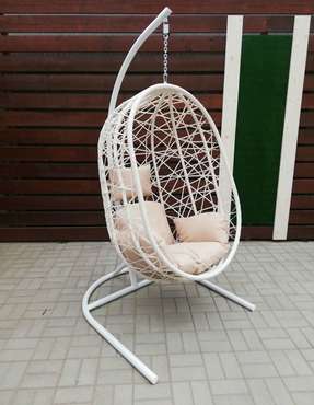 Кресло подвесное Кокон белого цвета