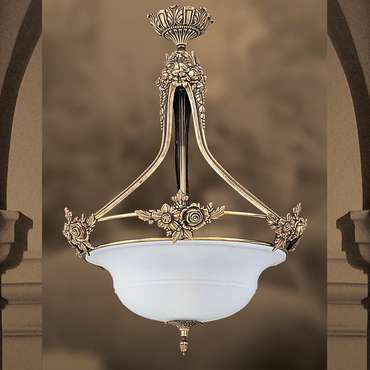 Подвесная Люстра Rialto Riperlamp с фигурной арматурой и плафоном из белого стекла