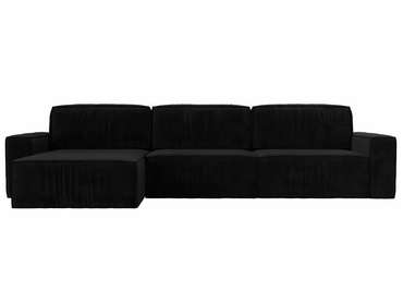 Угловой диван-кровать Прага Классик лонг черного цвета левый угол