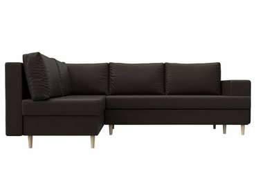 Угловой диван-кровать Сильвана коричневого цвета (экокожа) левый угол