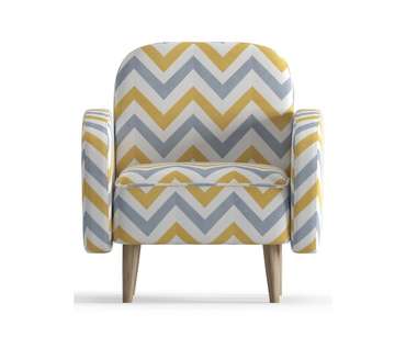 Кресло из рогожки Бризби серо-желтого цвета