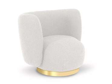 Кресло вращающееся Lucca белого цвета с золотым основанием