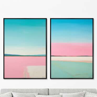 Набор из двух репродукций картин Landscape collection, Lines of Blue, 2024г.