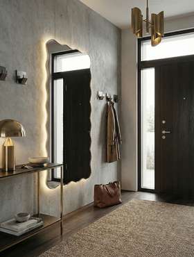 Настенное зеркало Фантазия XL LED в раме серебряного цвета с подсветкой