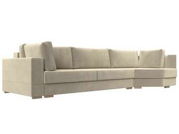 Угловой диван-кровать Лига 026 бежевого цвета правый угол