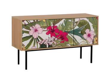 Тумба под TV Boho М коричневого цвета с цветочным фасадом