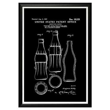Арт-постер Патент на дизайн бутылки Coca-Cola 1937