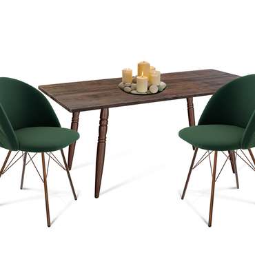 Стол со стульями коричнево-зеленого цвета