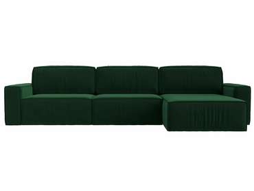 Угловой диван-кровать Прага Классик лонг темно-зеленого цвета правый угол