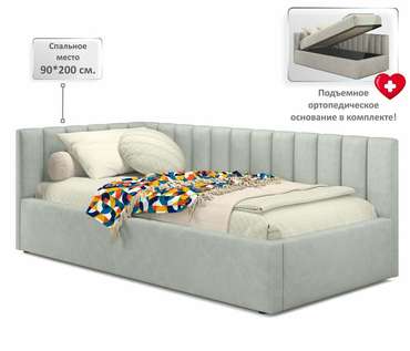 Кровать с подъемным механизмом Milena 90х200 серого цвета