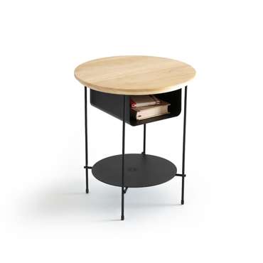 Прикроватный столик из металла и дерева Bangor черного цвета