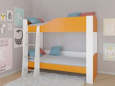 Двухъярусная кровать Астра 2 80х190 бело-оранжевого цвета 