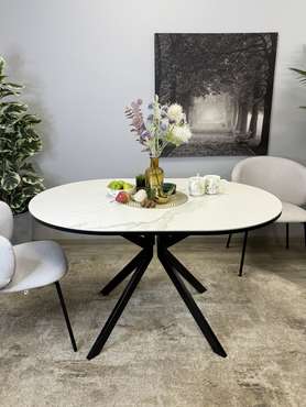 Раздвижной обеденный стол DO1300 с керамической столешницей белого цвета 