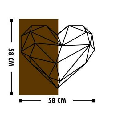 Настенный декор Сердце 58x58 коричнево-черного цвета