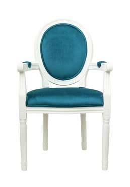 Стул Volker arm blue+white с велюровой обивкой