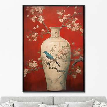 Репродукция картины China porcelain vase, red palette, No 2, 2024г.