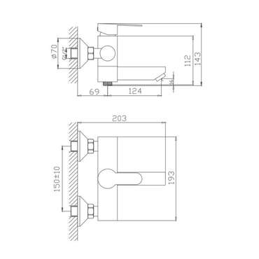 Смеситель для ванны Haiba HB60801 серого цвета