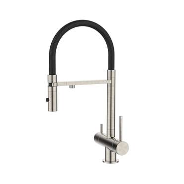 Смеситель для кухни IDDIS Ace с фильтром и гибким изливом черно-серого цвета