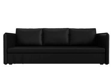 Прямой диван-кровать Слим черного цвета (экокожа)