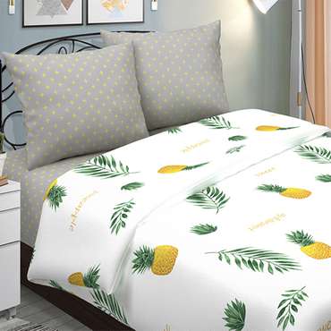 КПБ 'Insight' 2,0 спальный с европростыней, поплин, 100% хлопок, пл. 118 гр./кв.м., 'Пинаколада белый'