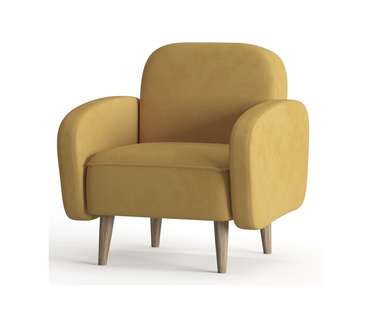 Кресло из велюра Бризби желтого цвета