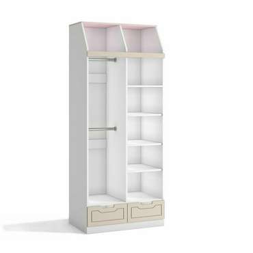 Детский шкаф Кошкин дом бело-розового цвета