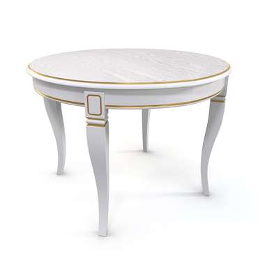 Раздвижной обеденный стол Кадис белого цвета с золотой патиной