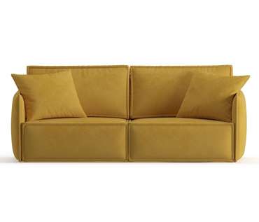 Диван-кровать из велюра Лортон желтого цвета