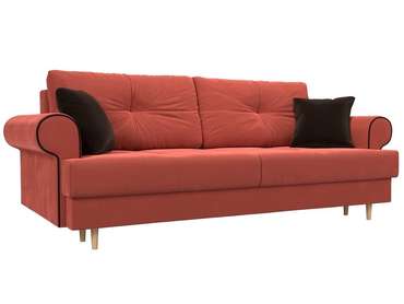 Прямой диван-кровать Сплин кораллового цвета