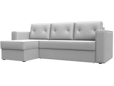 Угловой диван-кровать Принстон белого цвета левый угол (экокожа)