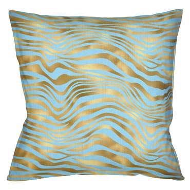 Интерьерная подушка Зебра золото-голубого цвета 