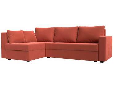 Угловой диван-кровать Мансберг кораллового цвета левый угол